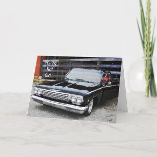 Cartão Velho Carro Clássico Negro Vintage Diversão de Imp