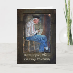 Cartão Velho Tocando Acordeão