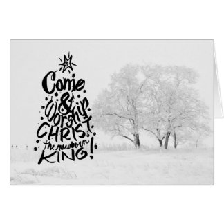 Cartão Vem adorar o cristo o rei recém-nascido