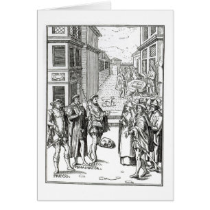 Cartão Venda pelo Crier de cidade, após um woodcut 'no