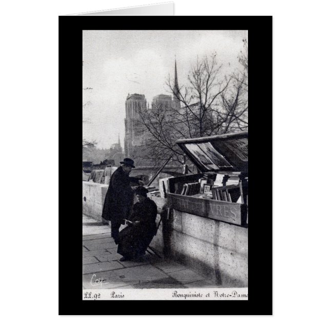 Cartão Vendedores de livro usados, Notre Dame Paris (Frente)