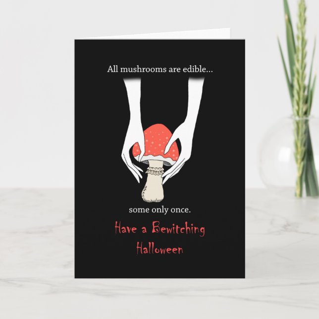 Cartão Veneno Cogumelo Assustador Testemunha Negra (Frente)