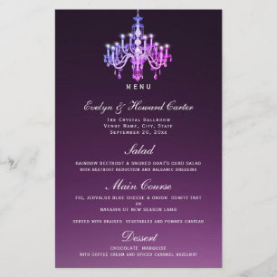 Cartão Venetian elegante do menu do candelabro