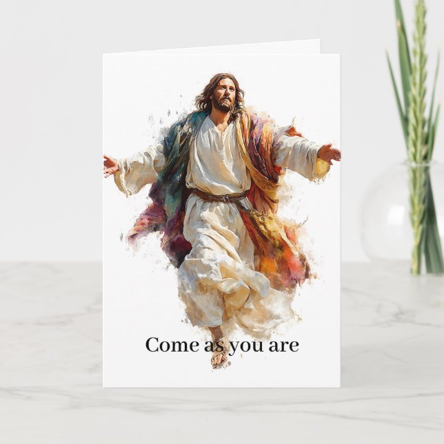 Cartão Venha Como Você É Jesus Encorajamento Fé (Frente)