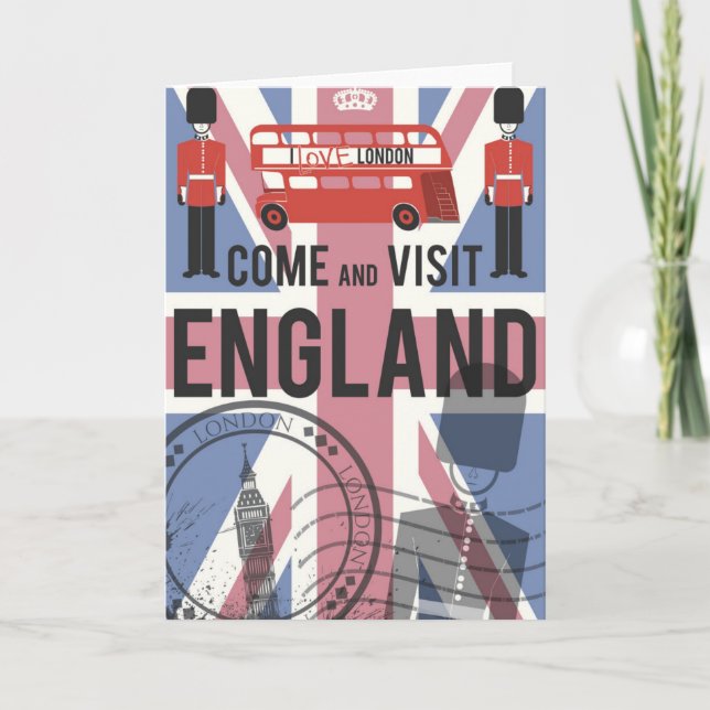 Cartão Venha visitar a Inglaterra (Frente)