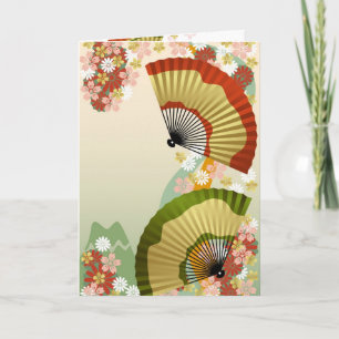 Cartão Ventilador 3 japonês verde