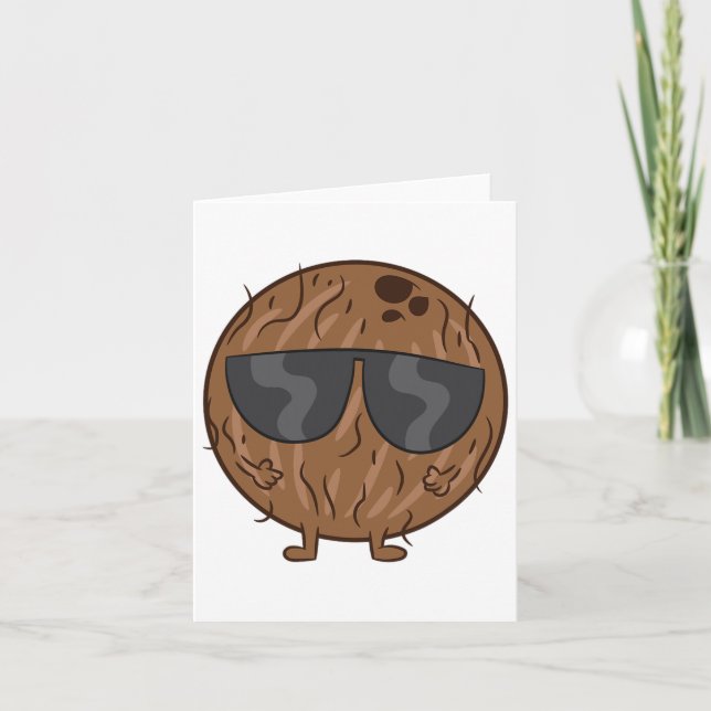 Cartão Verão de Coco Fruta de Coco Com Amor Sungles Coc (Frente)