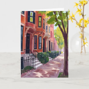 Cartão Verão em Boston Casas Brownstone de Massachusett