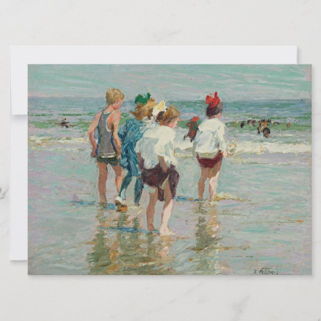 Cartão Verão em Brighton Beach (por E.H. Potthast) (Frente)