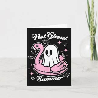 Cartão Verão Quente Ghoul Flamingo Fantasma Summerween 