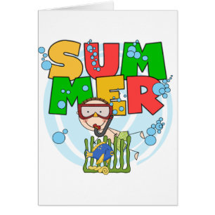 Cartão VERÃO - t-shirt e presentes subaquáticos do meni