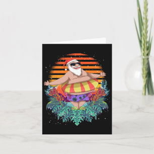 Cartão Verão Tropical Havaiano Papai Noel Engraçado Natal