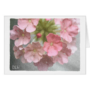 Cartão Verbena Rosa/Arte Floral/Amostra de Aquarela