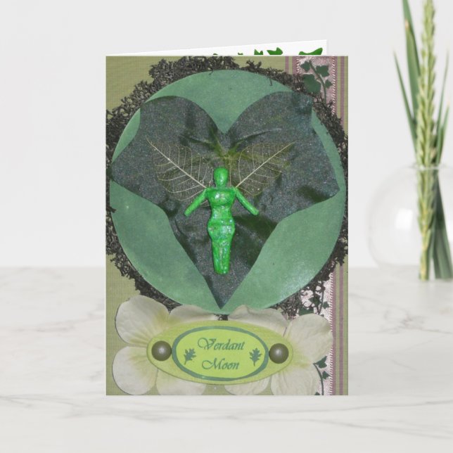 Cartão Verdant Fairy Moon Greeting Card (Frente)