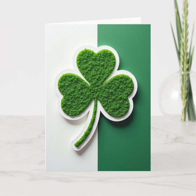 Cartão Verde Branco Shamrock Sortudo (Frente)