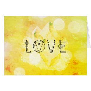 Cartão Verde brilhante do ouro amarelo do AMOR do *~*