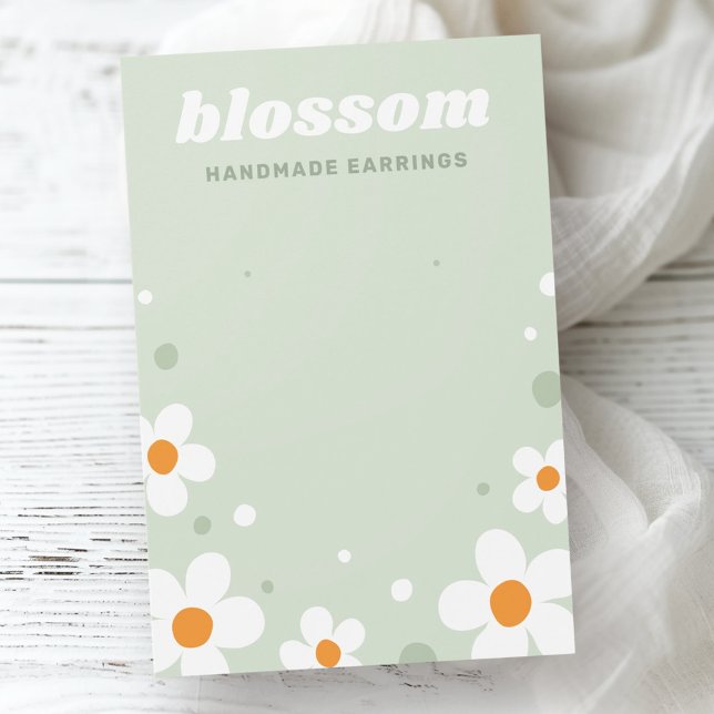 Cartão verde-claro de brinco com morango (Strawberry blossom retro light green earring card)