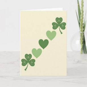 Cartão Verde Corações Shamrocks Sortudos