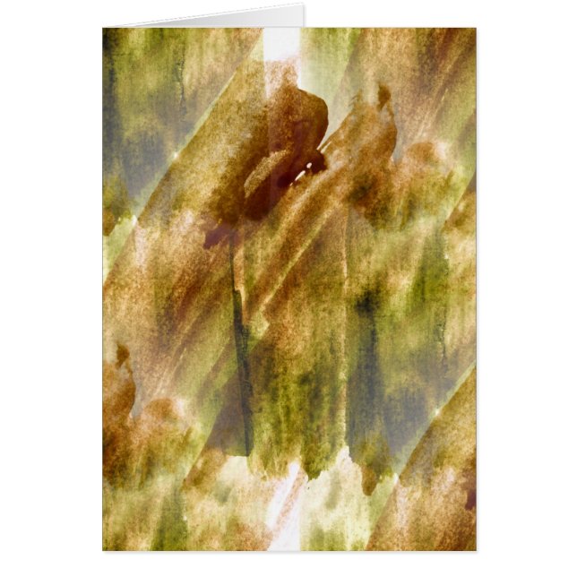 Cartão verde da arte, fundo marrom da pintura da mão sem (Frente)