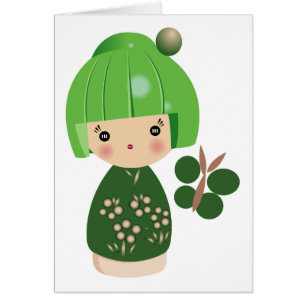 Cartão verde da objectiva tripla de Kokeshi