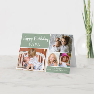 Cartão Verde de Colagem de Fotos Feliz Aniversário