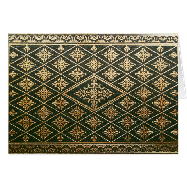 Cartão Verde de couro velho e ouro da capa do livro (Frente Horizontal)