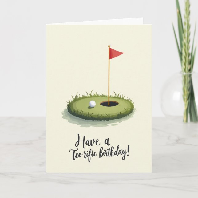 Cartão Verde de Golfe de Aniversário (Frente)