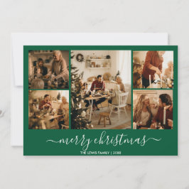 Cartão verde de Natal de 5 fotos