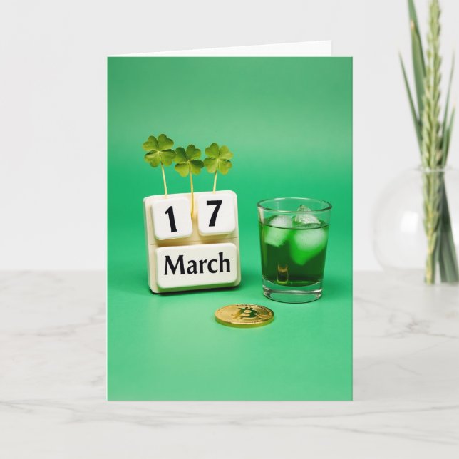 Cartão Verde do Dia de Sorte 17 de Março (Frente)