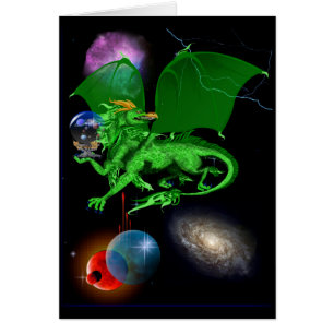Cartão verde do dragão do universo