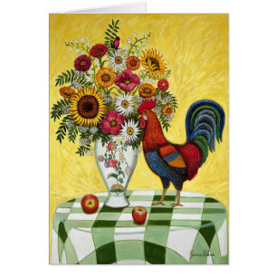 Cartão verde do galo da verificação