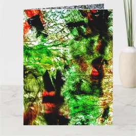 Cartão verde-doce de saudação dobrado com abstrato