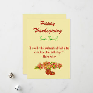 Cartão Verde Floral de Ação de Graças Pumpkins