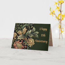 Cartão Verde Floral Elegante Personalizável do 10º Aniver