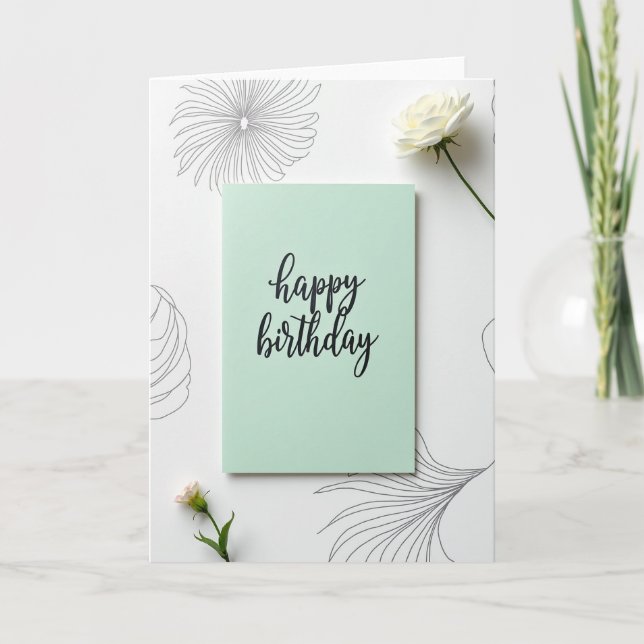 Cartão Verde-Menta de Aniversário Doce (Frente)
