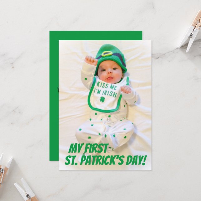 Cartão Verde Minha Primeira Rua. Foto de Feriado do Dia d (Frente/Verso In Situ)