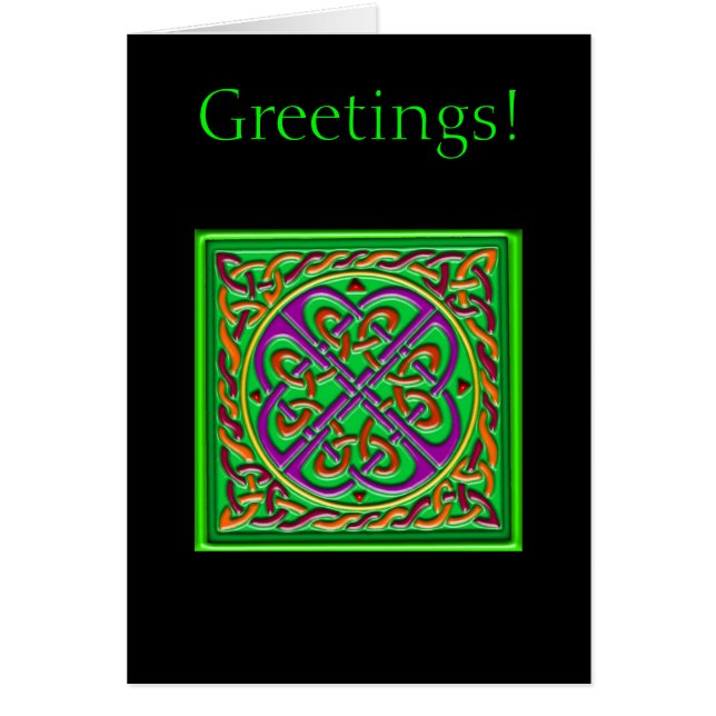 Cartão Verde quadrado celta (Frente)