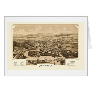 Cartão Vergennes, mapa panorâmico do VT - 1890