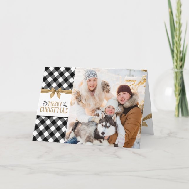 Cartão Verificação de Búfalo B&W | Monograma | NATAL DE M (Frente)