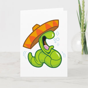 Cartão Verme de bebado com Partido Mexicano Sombrero