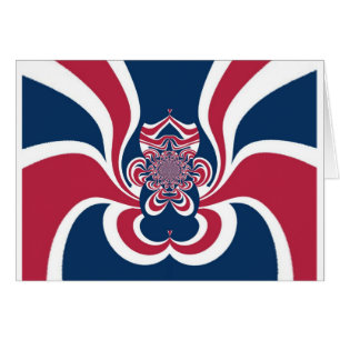 Cartão Vermelho Azul Caleidoscópio Impressão