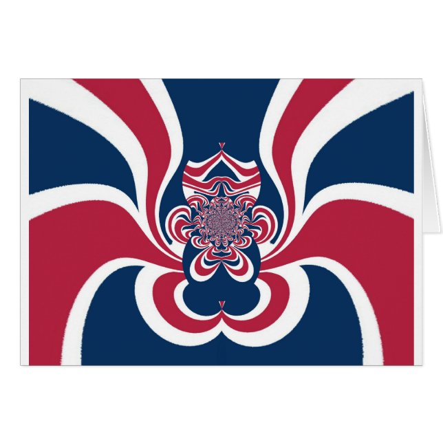 Cartão Vermelho Azul Caleidoscópio Impressão (Frente Horizontal)