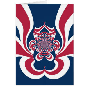 Cartão Vermelho Azul Caleidoscópio Impressão