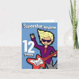 Cartão vermelho azul de 12 de aniversário do Super