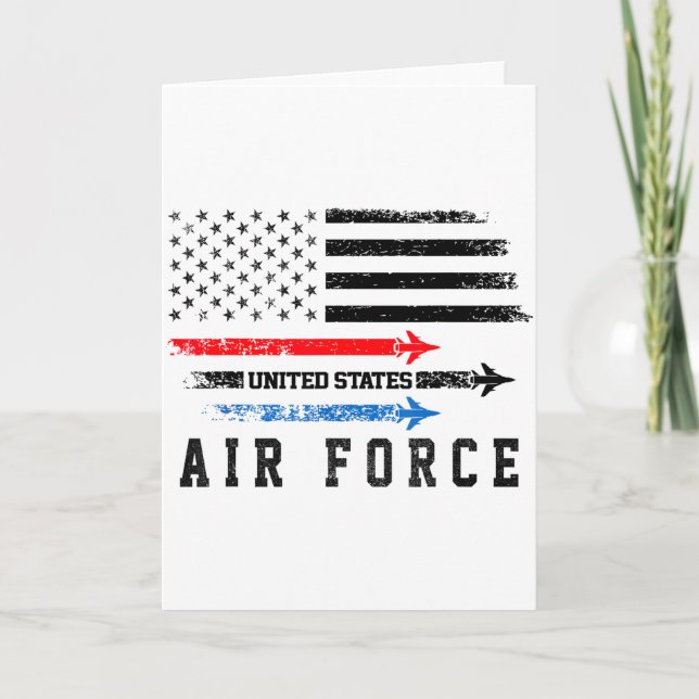 Cartão Vermelho Branco Azul Força Aérea Sobrevoo Orgulhos (Frente)