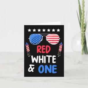 Cartão Vermelho Branco E primeiro aniversario 4 De Julho