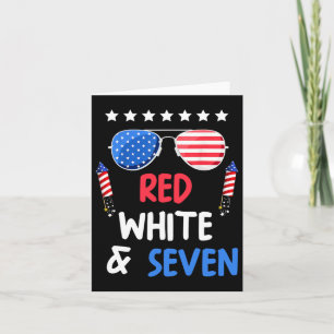 Cartão Vermelho Branco E Sete 7 Aniversário 4 De Julho In