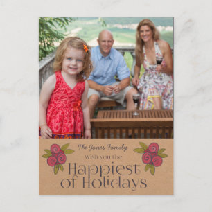 Cartão vermelho da foto do Xmas das bagas dos