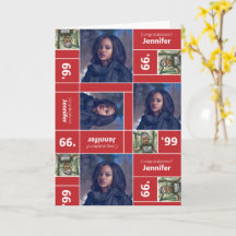 Cartão Vermelho de Ano de Classe de Graduação de F