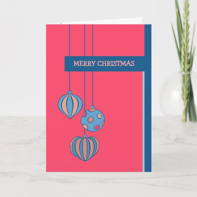 Cartão vermelho de Bolas de Natal (Frente)